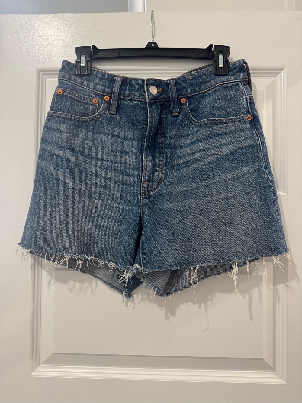Madewell- Curvy Perfect Vintage Raw Hem Denim Shorts - Blue